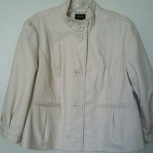 George Stretch Light Tan Crop Blazer 3/4 Sleeve 14